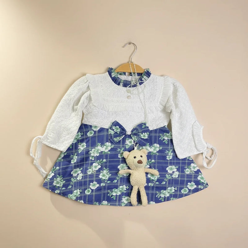 INFANT GIRLS FROCK WITH CUTE TEDDY BEAR