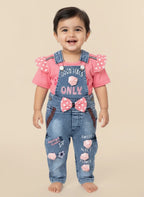 cute baby romper jeans style pink colour