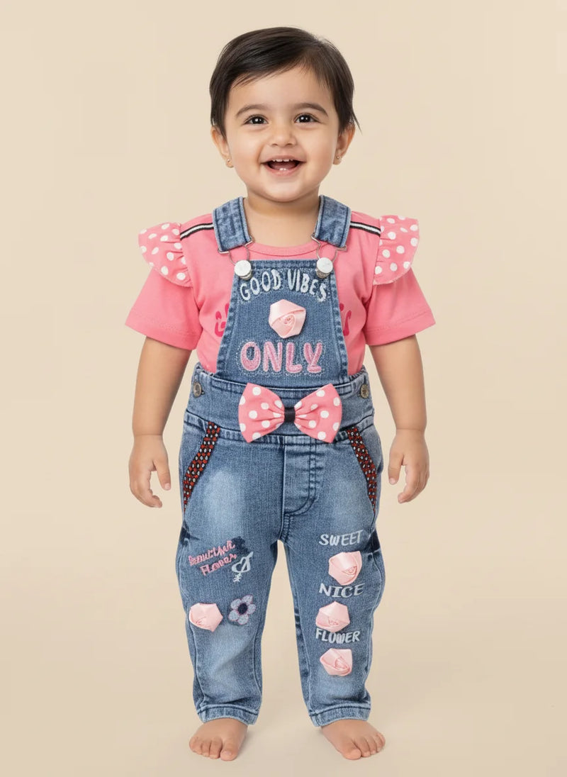 cute baby romper jeans style pink colour