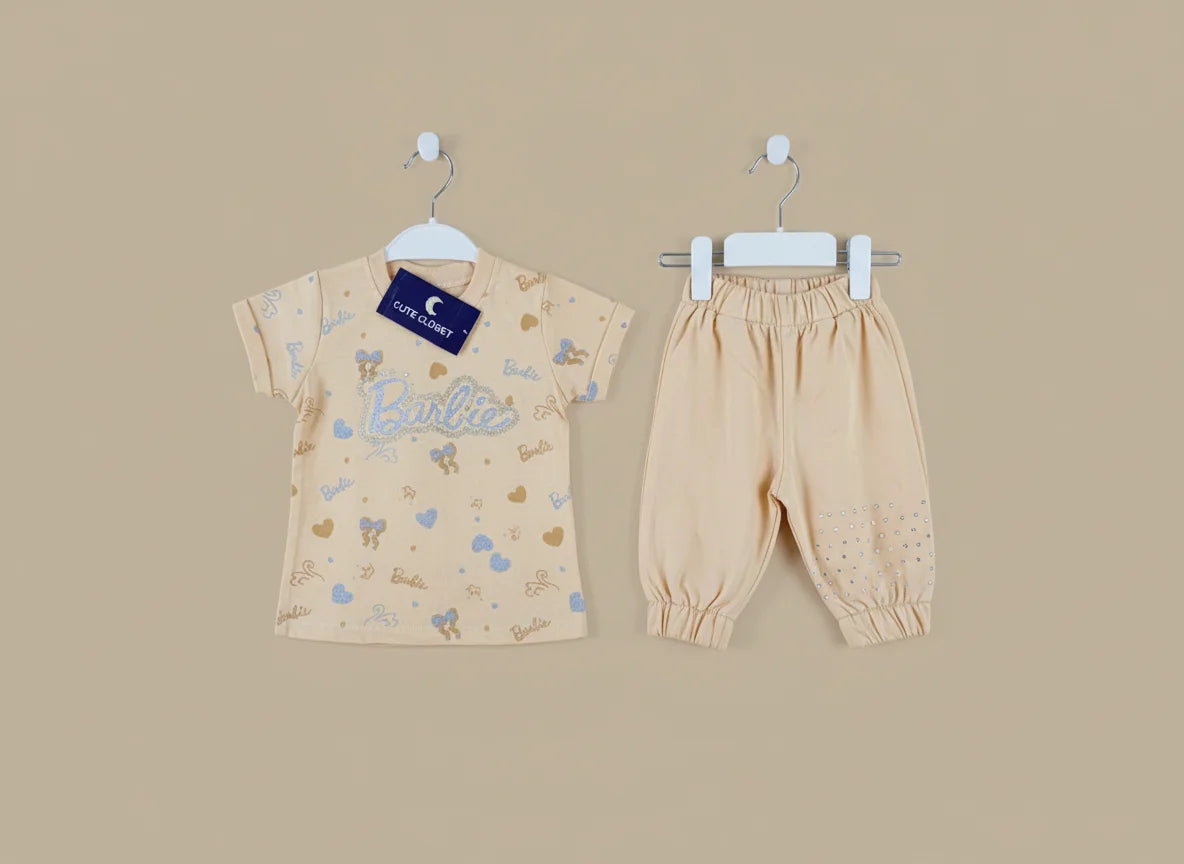 Barbie Printed Girls T-Shirt & Shorts Set