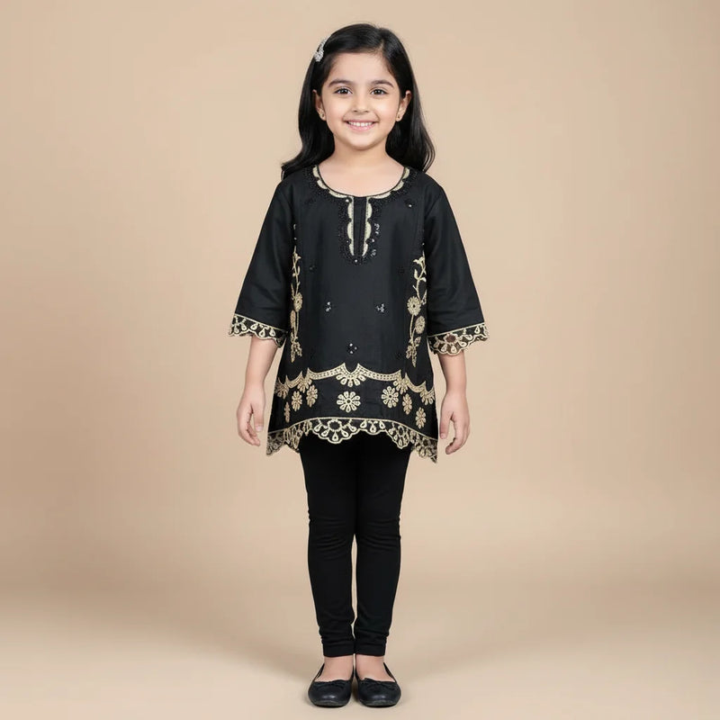 Black kurti Trouser Set 1-4 Year (Latest Collection) 2026