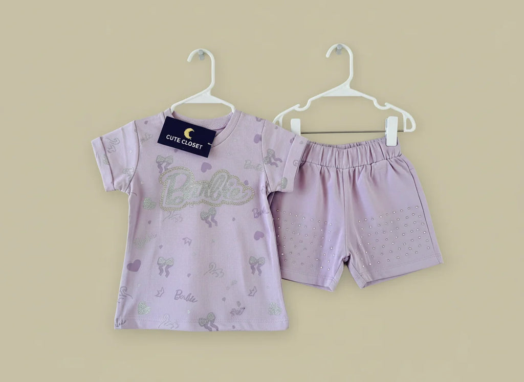 Barbie Printed Girls T-Shirt & Shorts Set