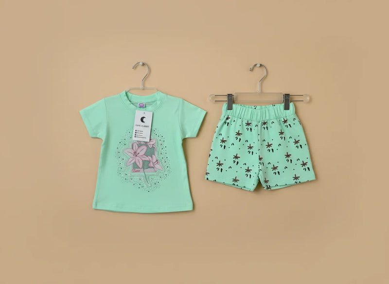 Floral Kids T-Shirt & Shorts Outfit Set