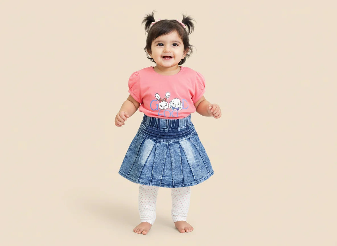 Baby Girls 3-Piece Skirt Set with Shirt & Tights