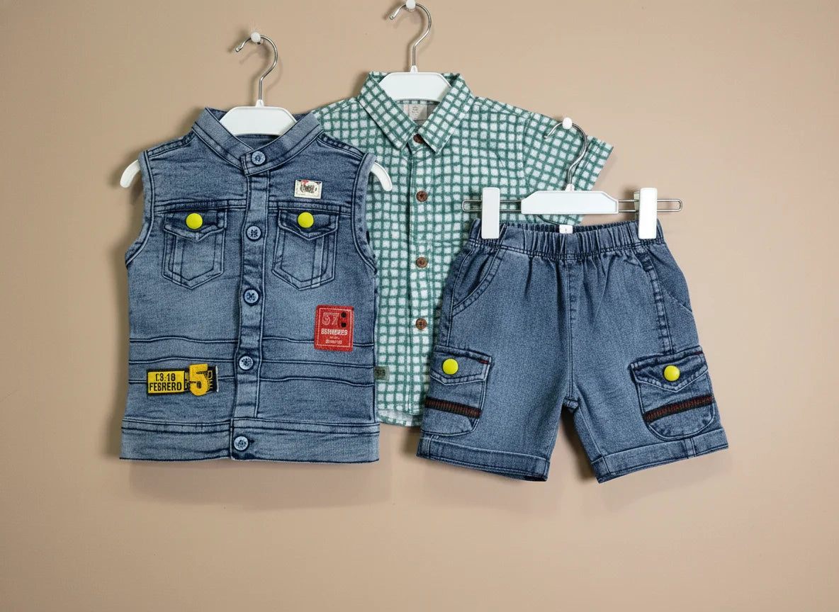 Baby Boy 3-Piece denim cotton Clothing Set