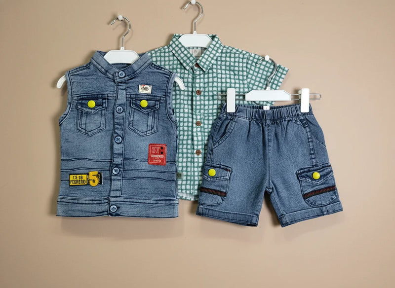 Baby Boy 3-Piece denim cotton Clothing Set