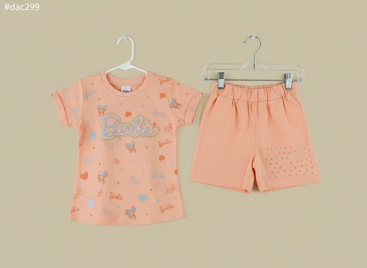 Barbie Printed Girls T-Shirt & Shorts Set