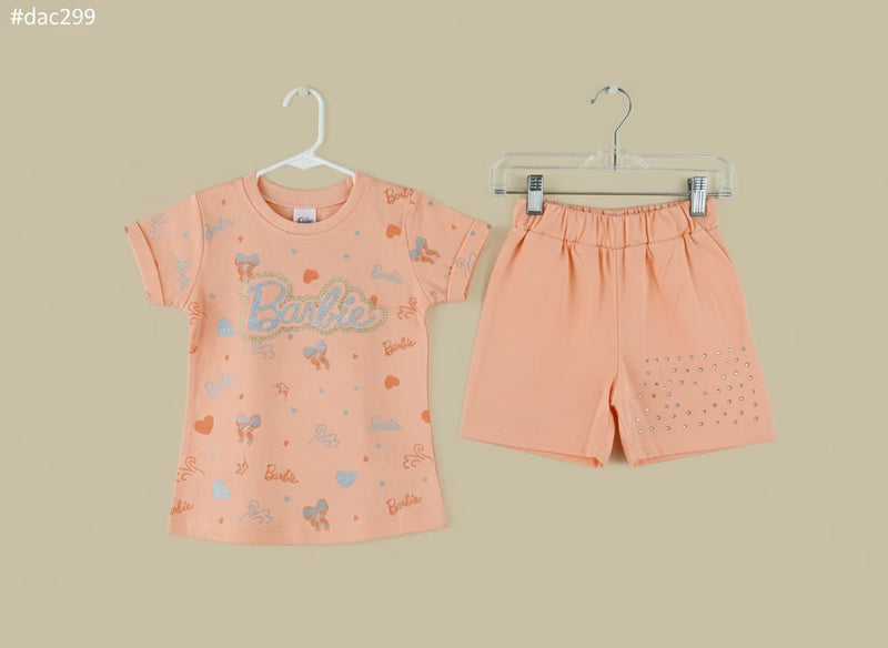 Barbie Printed Girls T-Shirt & Shorts Set