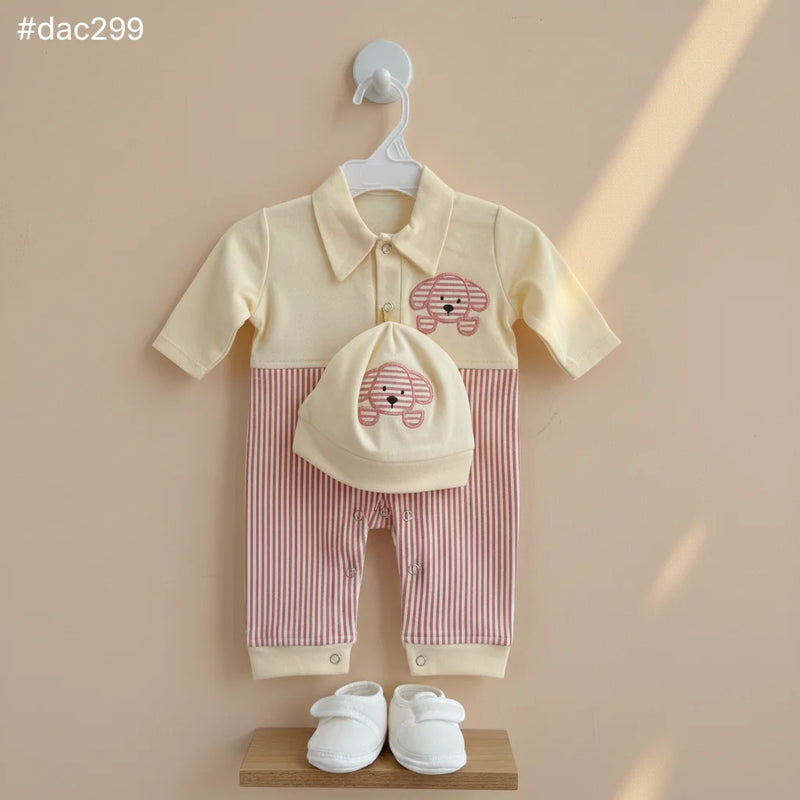 Adorable 3-Piece Baby Set – Romper, Cap & Shoes Combo